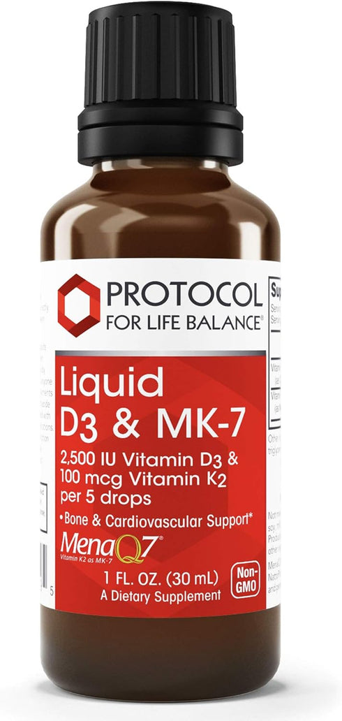 Protocol Liquid D3 & MK-7 Supplement, Bone Density & Immune System Support, Non-GMO, 163 Servings
