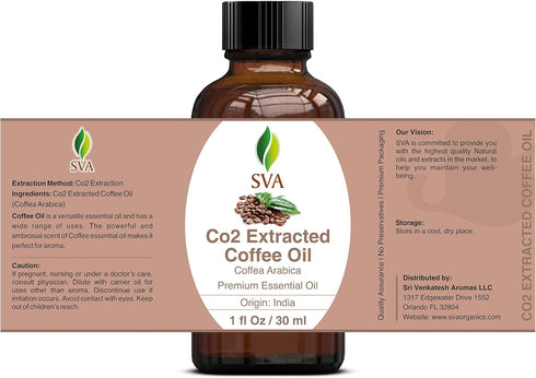 SVA Coffee Essential Oil – 1 Fl Oz – 100% Natural Coffee Oil for Diffuser, Hair Care, Face, Skin Care, Aromatherapy,
