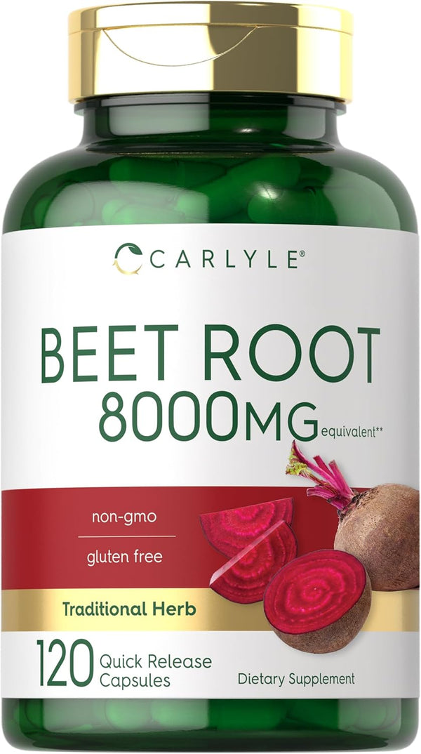 Carlyle Beet Root Capsules | 8000 mg | 120 Count | Non-GMO, Gluten Free Supplement
