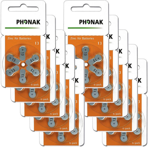 Phonak Mercury Free Size 13 Zinc Air Hearing Aid Batteries - 60 Batteries