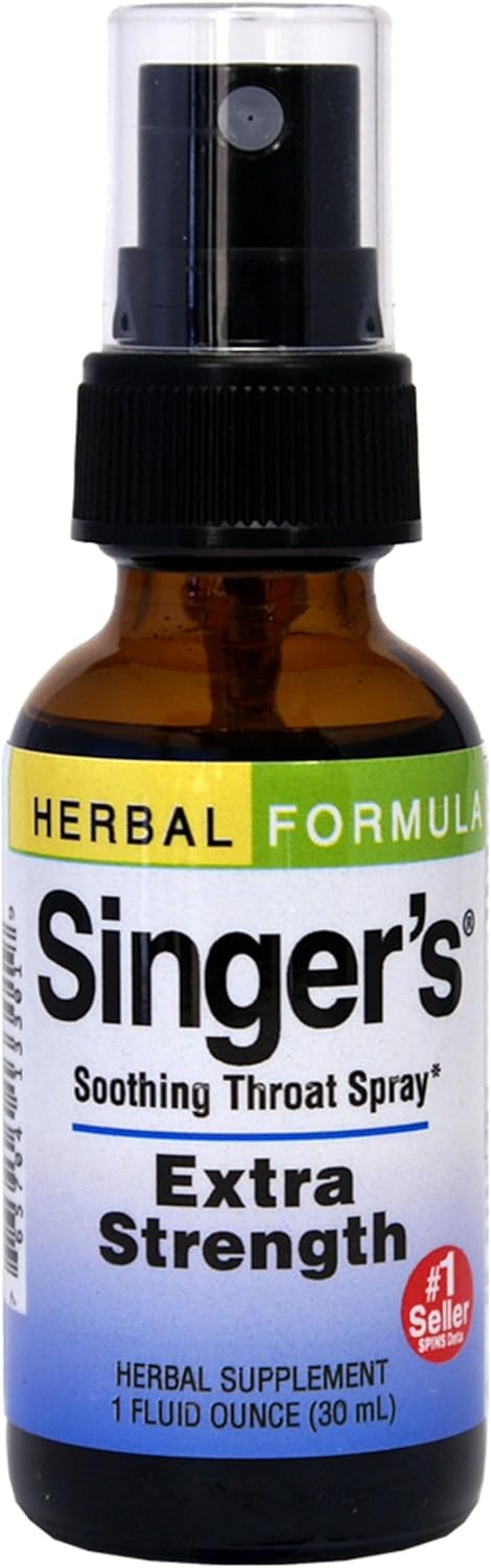 Herbs Etc. Singer's Saving Grace Extra Strength, 1 fl oz Throat Relief Spray with Licorice