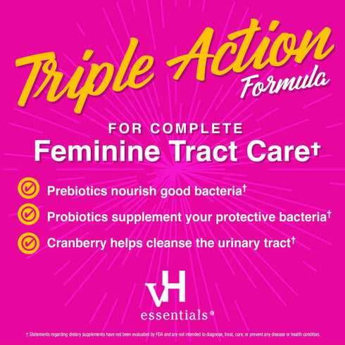 vH essentials Probiotic Gummies, 60 Count with Prebiotics & Cranberry for Urinary Tract Health and Vaginal Microflora
