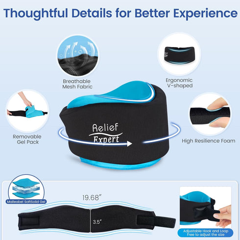 Pack Pack Soft Neck Brace with Hot and Cold Gel Adjustable Cervical Collar for Men & Women, Breathable Neck Support