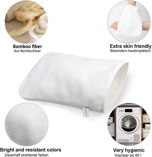 PHOGARY 10 Pack Microfiber Body Wash Mitts, Soft Face Mitten, Reusable Makeup Remover Mitt Gloves, White and Grey