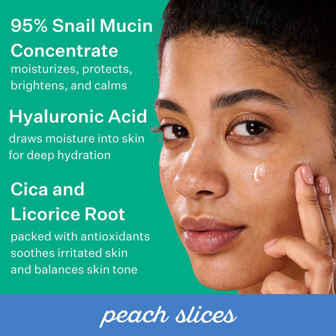 Peach Slices Snail Rescue Intensive Treatment Wash-Off Face Mask, 95% Snail Mucin, Refreshing & Calming, 3.38 oz