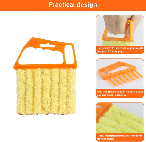 2pcs Window Venetian Blind Cleaner Duster Tool, 7 Finger Blind Duster Brush & Shutter Cleaner Brushes with Washable