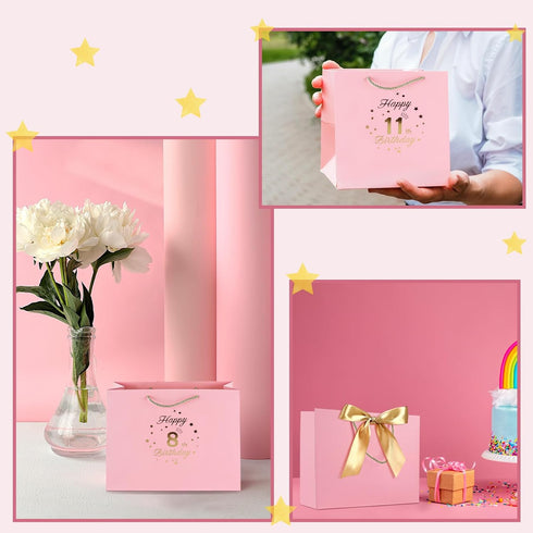 Yiran 13 13 Birthday Gift Bag with Handles and Ribbon for Year Old Gilrs Gift Wrapping, Sweet Paper Gift Bags, Teens