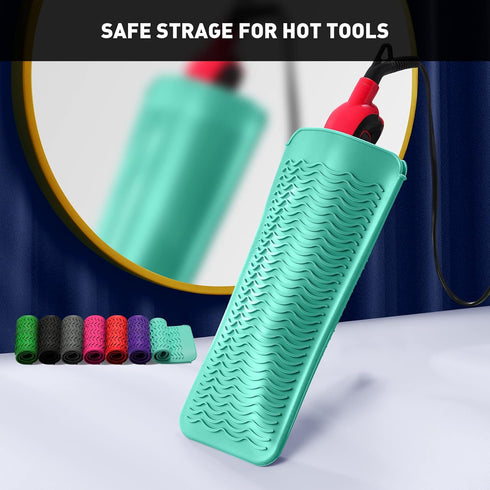 ZAXOP Resistant Silicone Mat Pouch for Flat Iron, Curling Iron, Hot Hair Tools (Mint Green)