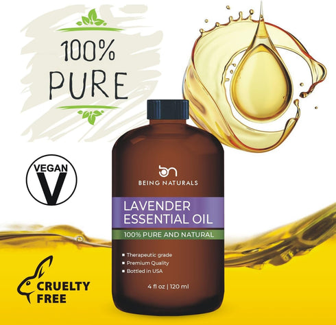 Lavender Essential Oil - Huge 4 FL OZ, 100% Pure & Natural, Premium Natural Oil with Glass Dropper
