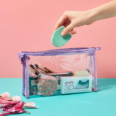 10 Pack Clear Cosmetic Bags with Zipper for Makeup, Travel Size Toiletries (5 Colors, 9.6 x 2 x 5.5 In)