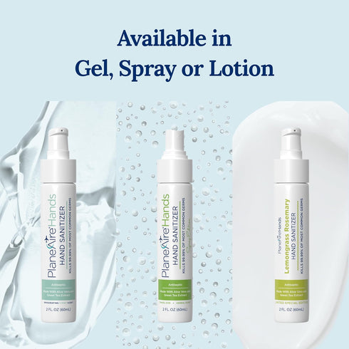 PlaneAire Lemongrass Rosemary Lotion Hand Sanitizer | Travel Size | Cleanse & Moisturize | Made with Aloe Vera