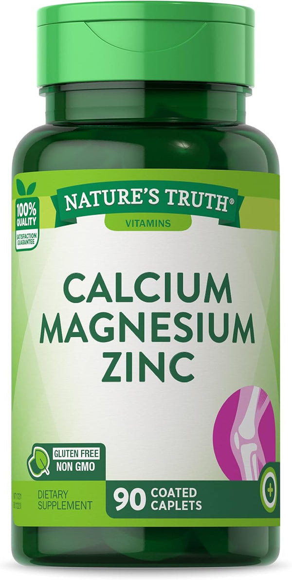 Calcium Magnesium Zinc Supplement 90 Caplets | Non-GMO and Gluten Free by Nature's Truth
