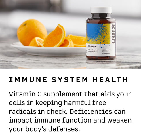Kion Immune Support Supplement - Vitamin C & Zinc for Everyday Wellness, 500 mg Vitamin C, 120 Servings