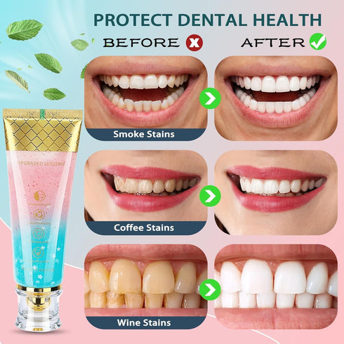 KSTARITE 2Pack (2) Niacinamide Whitening Toothpaste,Stain-Removing, Fluoride-Free, with Natural Cherry Blossom & Mint