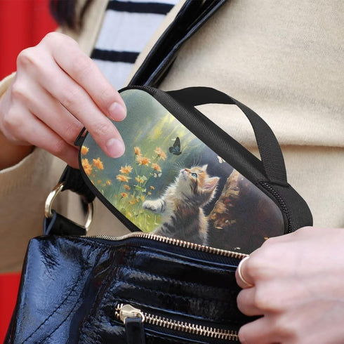 Cute Cat Butterfly Diabetic Supplies Carrying Bag for Glucose Meter Insulin Pens Test Strips Lancets Syringe Medication or Other Diabetes Care Accessories