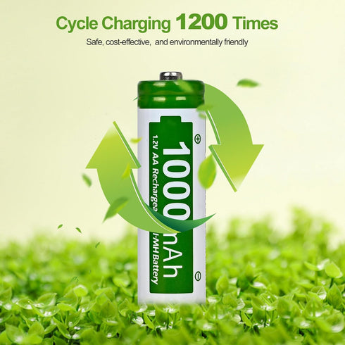 POWJIELI AA,1000mAh 1.2V Lights(Pack 16) Ni-MH Rechargeable Batteries Double A High Capacity Precharged Solar Batteries