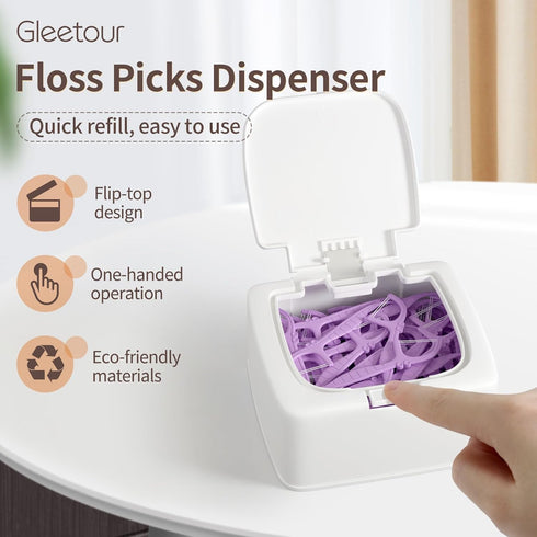 Dental Floss Picks Dispenser with Press Flip Top Cover, Compact Storage Case
