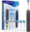 SEAGO Rotating Electric Toothbrush, 8 Brush Heads, 5 Modes, Rechargeable, IPX7 Waterproof, 2 Min Timer, Black