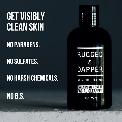 RUGGED & DAPPER - Daily Men's Face Wash + Scrub, 5 Month Supply, Deep Exfoliating Cleanser, Prevents Breakouts, Acne