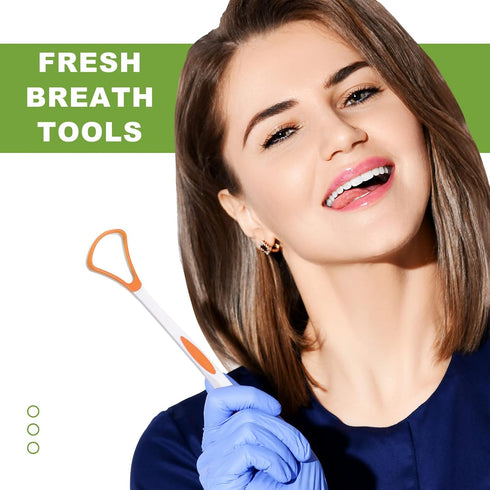 10 Pieces Plastic Tongue Scraper for Adults and Kids, Healthy Oral Care Tongue Cleaner, Pink Blue Green Purple Orange