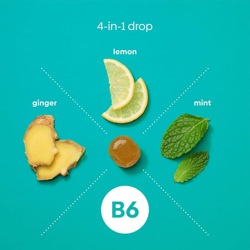 UpSpring Stomach Settle Drops - Occasional Nausea Relief with Ginger, Lemon, Spearmint, B6, Mint Flavor, 28 Ct