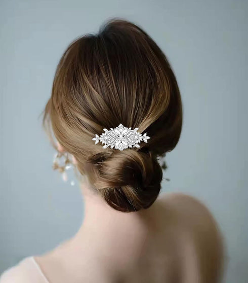 Women's Rhinestone Crystal Vine Bridal Comb, Wedding or Prom Hair Side Comb Art Deco Accessory for Women, Brides Hair Accessories Silver Color