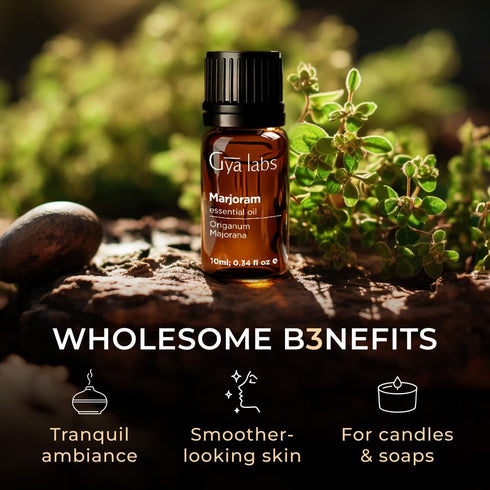 Set Set 2x0.34 oz Marjoram Essential Oil for Diffuser & Cypress Essential Oil for Skin - Aromatherapy Grade Essential
