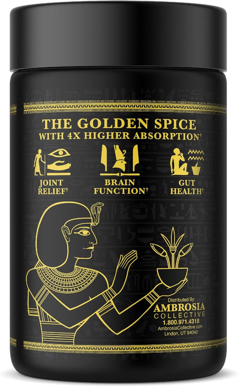 Ambrosia Golden Super Turmeric - Bioavailable Curcumin for Gut & Brain Health, 765mg Active Curcuminoids