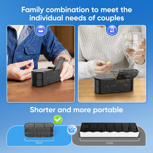 Wangculiao 2/3/4 (2PC Weekly Pill Organizer Travel, Times a Day, Double-Sided Opening Design, Portable Pill Box
