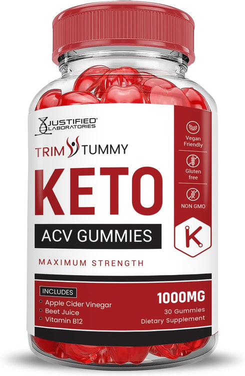 Tummy Gummies 1000MG Tummy Gummies B12 60 Gummys Justified Laboratories Trim Keto ACV Advanced Formula Trim Keto Apple