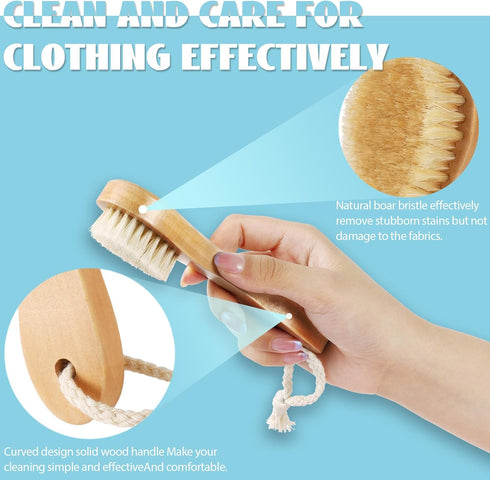 ZJoey 3 Leather(3 Pcs Wood Laundry Stain Brush Stain Remover Brushes with Boar Bristle Small Stain Brush for Clothes