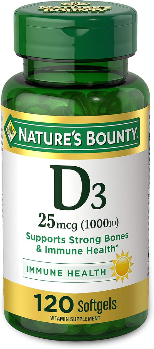 Nature's Bounty Vitamin D3 1000 IU, 120 Count Soft Gels