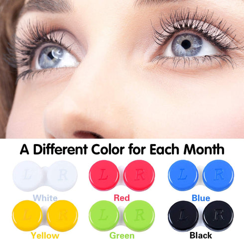 Elcoho 24 Pack Contact Lens Cases, Holder Box for Left/Right Eyes, 6 Colors