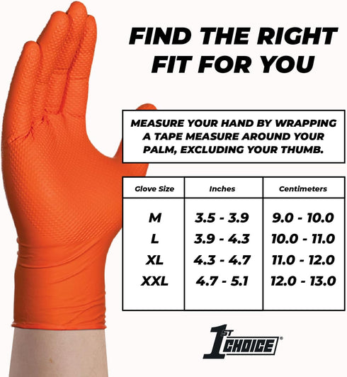 1st Choice 6 mil Nitrile Gloves, Disposable Mechanic Gloves Latex Free with Raised Diamond Texture