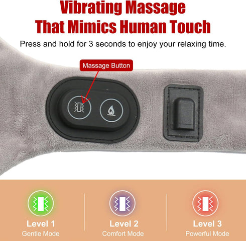 Neck Massager with Heat - Heated Neck Brace for Pain Relief, 3 Modes & 3 Heat Settings, Portable USB Neck Wrap