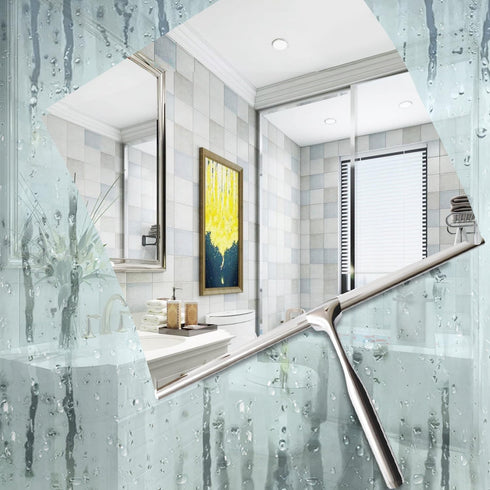 YAHENLI Shower Squeegees Stainless Steel with Self Adhesive Hook Window Squeegees for Shower Doors Bathroom Mirror