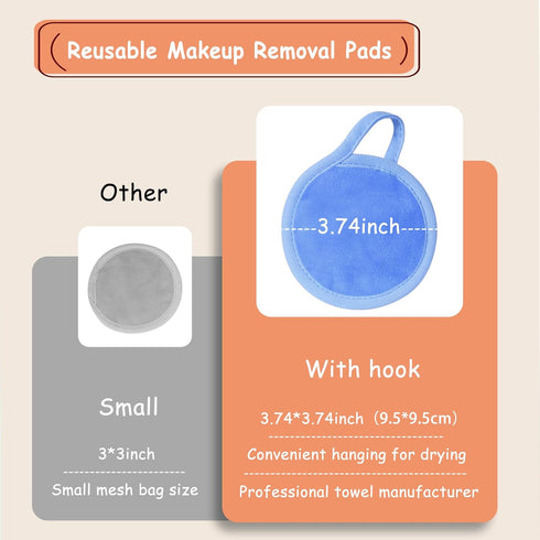 Reusable Makeup Remover Pads, 18 Packs Microfiber Face Cloth with Washable Laundry Bag for Women Gifts