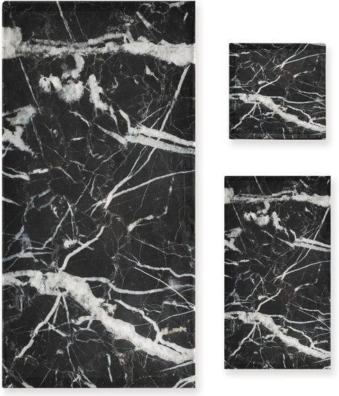 Naanle Black and White Marble Towel 3 Piece Set Bath Towels Set for
