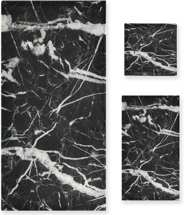 Naanle Black and White Marble Towel 3 Piece Set Bath Towels Set for