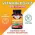 Vitamin D3 K2 2000 IU Plus with K2 (MK-7) 75 mcg - Vitamins D & K Complex Supplement for Bone, Teeth, Muscle Health