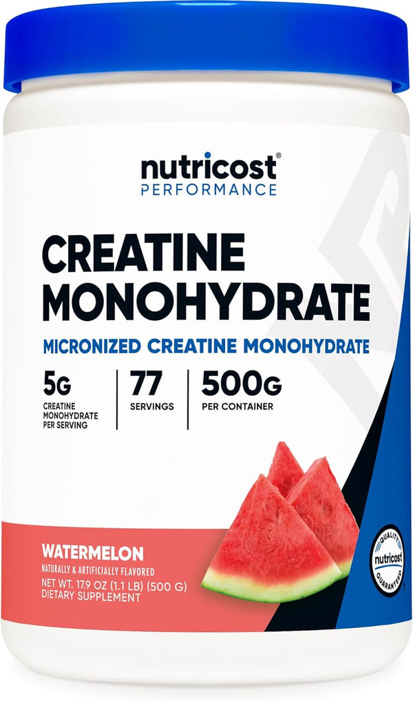 Nutricost Creatine Monohydrate Powder (Watermelon, 500 Gram) - Vegan, Non-GMO, Gluten Free