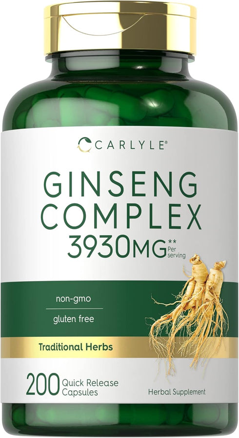 Carlyle Ginseng Complex Capsules, 200 Count, Non-GMO, Gluten Free Extract