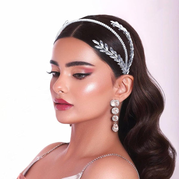 Rhinestone Bridal Headband, Wedding Hair Accessories for Brides, Wedding Headpiece in Silver