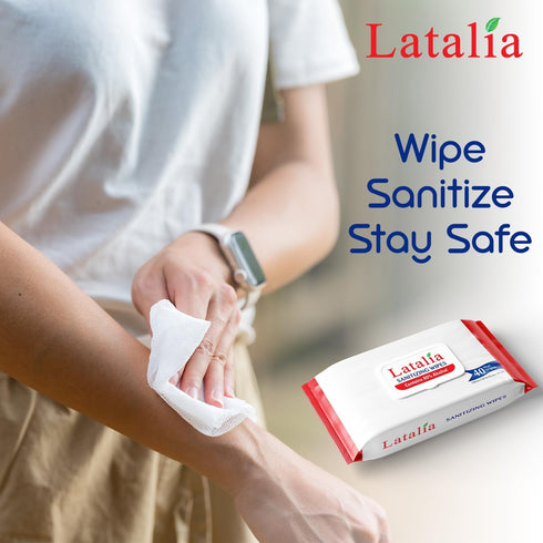Pack 2 80% (40 Counts) Latalia Hand Wipes of | Alcohol Hand Sanitizer Wipes for Hands & Face Moisturizing, Gentle