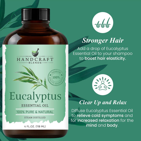 Set: (2 4 Oz) 100% Handcraft Blends Herbal Clarity Eucalyptus and Rosemary Essential Oils x Fl Pure & Natural