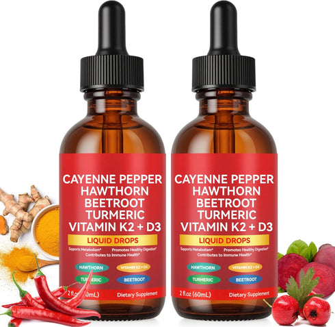 Cayenne Pepper Drops Supplement Liquid, Liquid Cayenne Pepper Drops Organic Extract, Hawthorn