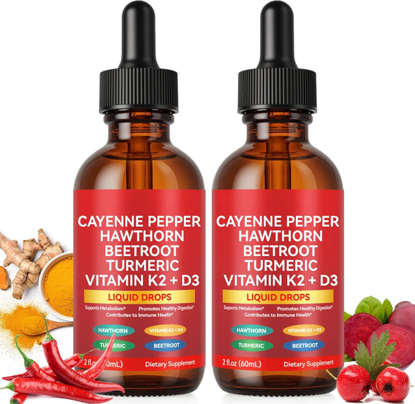 Cayenne Pepper Drops Supplement Liquid, Liquid Cayenne Pepper Drops Organic Extract, Hawthorn