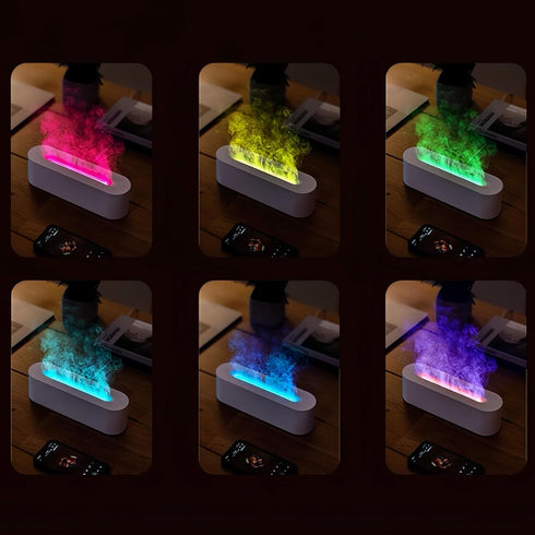HMFREE 150ml 7 Essential Oil Diffuser, Fireplace Fire Flame Aromatherapy Diffuser, Ultrasonic Cool Mist Humidifier