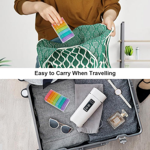 HRX Package Little Daily Pill Box Case AM PM for 7 Days, Cute Drug Organizer Container for Small Pocket Purse Pills