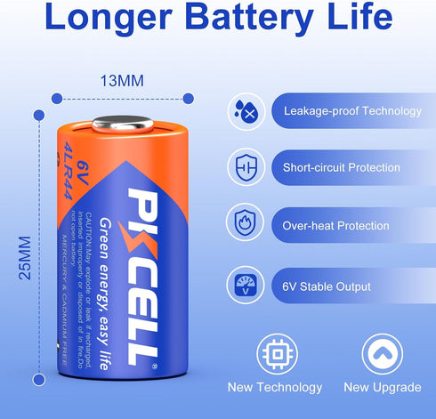 PKCELL 20 Pack 4LR44 6V 4LR44 PX28A 476A A544 K28A L1325 Battery, Alkaline Batteries for Dog Receiver Collar